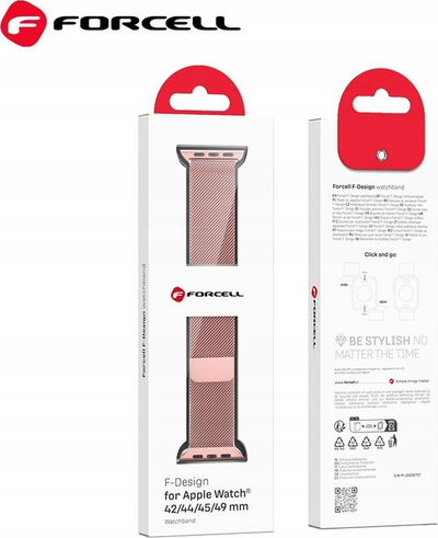 Rrip ore Forcell F-design FA03 për Apple Watch 38 40 41mm, fibër poliestër, rozë
