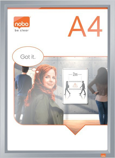 Kornizë posterash Nobo Impression Pro A4, clip frame, alumini i anodizuar, argjendtë
