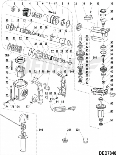 Sustë çelësi DEA XDED7840.056, 1.2x5.1x33 mm, metal, gri