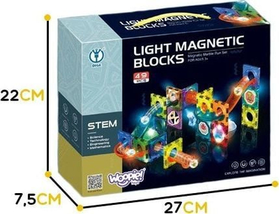 Lodër ndërtimi magnetike Woopie Light Magnetic Blocks, Marble Run, 49 pjesë, shumëngjyrëshe