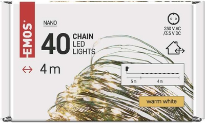 Dritë dekorative LED EMOS Nano, 4 m, 40 LED, e bardhë e ngrohtë