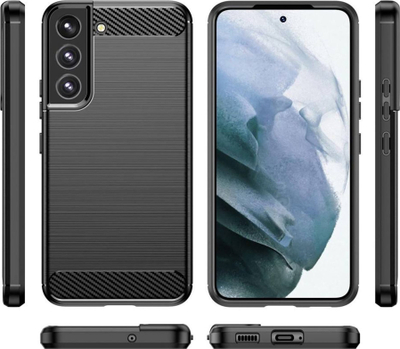 Kapak karboni TPU për Samsung Galaxy S23 Plus, mbrojtës, i zi