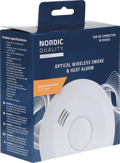 Alarm tymi edhe nxehtësie Nordic Quality, 85dB, i bardhë