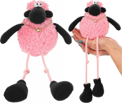 Figurinë zbukuruese Saska Sitting Lamb, qengj ulur, 10+25cm, rozë
