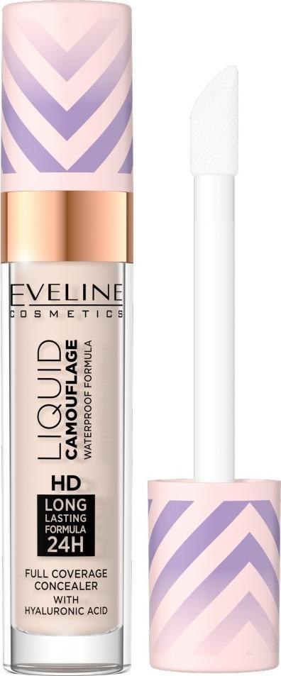 Korrektor Eveline Cosmetics Liquid Camouflage, waterproof, me acid hialuronik, 01 Light Porcelain, 7.5 ml