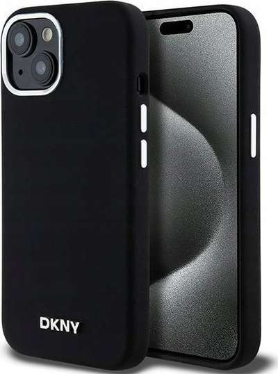 Kapak telefoni DKNY Liquid Silicone Magsafe për iPhone 15, plastik, i zi
