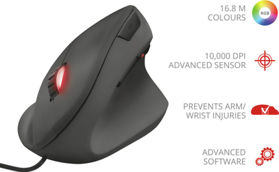 Maus gaming Trust GXT 144 REXX, ergonomik vertikal, 10000 DPI, i zi