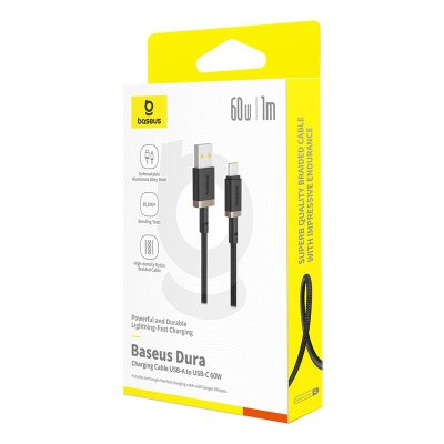 Кабел USB во USB-C Baseus Dura, 60W, 1m, црн