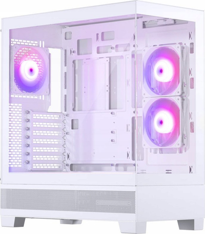 Kuti kompjuteri Phanteks XT View, mid tower, xham i temperuar, 3 ventilatorë RGB, e bardhë