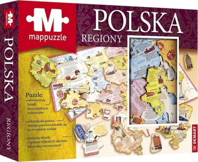 Puzzle edukativ Demart Mappuzzle Poland Regions, hartë Polonia, rajone