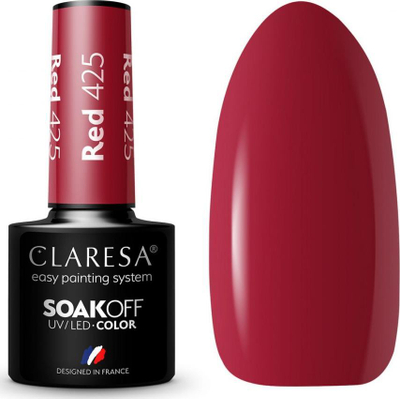 Llaku xhel për thonj Claresa SoakOff Rainbow Explosion, UV LED, Red 425, 5 g
