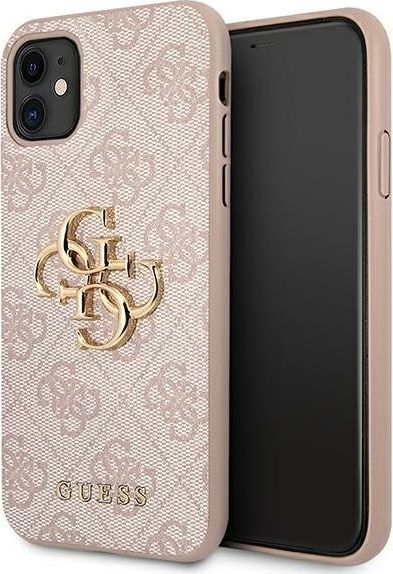 Kllëf telefoni Guess 4G Metal Logo për iPhone 11, rose gold, rozë