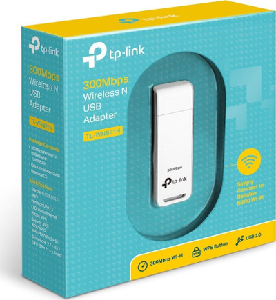 Adapter Wi-Fi TP-Link TL-WN821N, USB, 300Mbps, i bardhë e zi