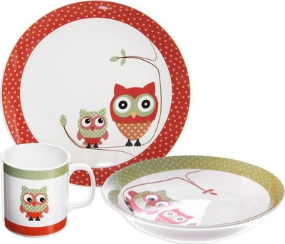 Set enësh për kalamaj Orion OWL, 3 copë, porcelan, shumëngjyrësh