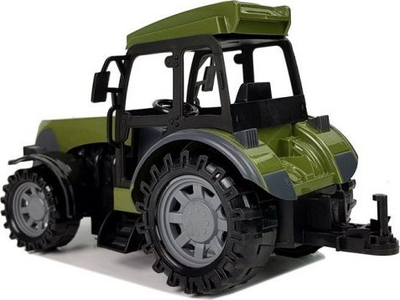 Lodër traktor me pult Lean Toys, 50cm, me rimorkio dhe trungje druri, i gjelbër