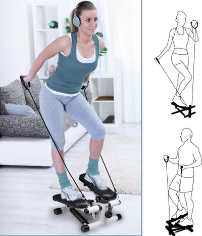 Stepper fitnesi Umbro Twisting, me litar rezistence, me numërues, gri