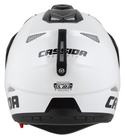 Kaska moto CASSIDA Tour 2.0 Dual 2026, Pinlock ready, vizor dielli, e bardhë e zezë