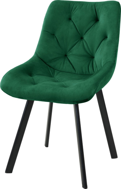 Karrige ngrënieje Velvet SJ33, material velvet, këmbë metal, jeshile e errët