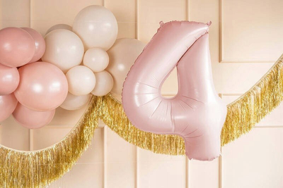 Balon helium PartyDeco numri 4, 72cm, folie, rozë e çelët metalike