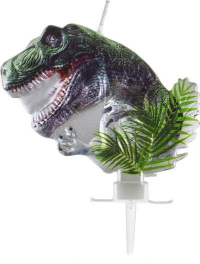 Qiri dekorativ për tortë Godan Metallic Dinosaur, në formë dinosauri, me mbajtëse, shumëngjyrësh