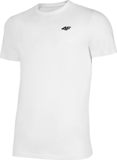 Bluzë T-shirt për burra 4F M 4FWMM00TTSHM1843, 100% pambuk, prerje regular, e bardhë