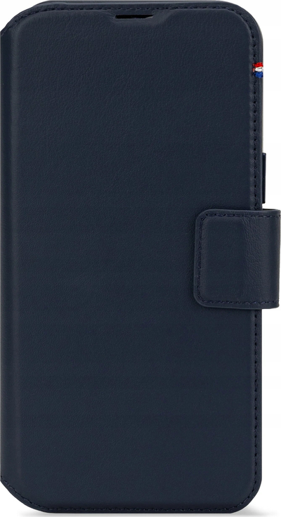 Këllëf-portofol Decoded Leather Detachable Wallet për iPhone 16, lëkurë, me kapak dhe me vende për karta, blu navy