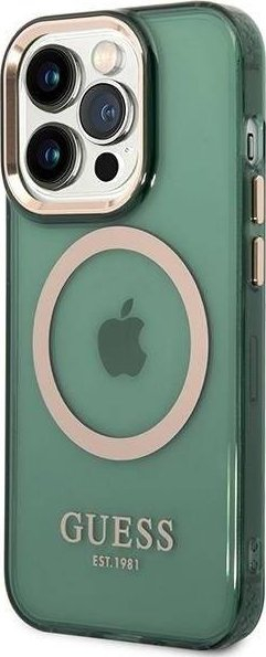 Mbulesë telefoni Guess GUHMP14XHTCMA për iPhone 14 Pro Max 6.7", e fortë, MagSafe, jeshile kaki
