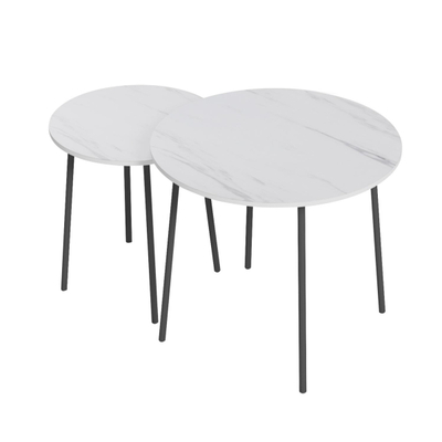 Set tavolina për kafe 2-pjesësh Cupper Φ55x45Hcm (HM9878.12), bardhë/ zezë