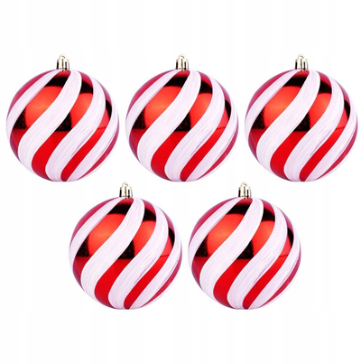 Toptha Krishtlindjesh Christmas, 8cm, plastikë të pathyeshme, të kuqe dhe të bardha, set 10 copë