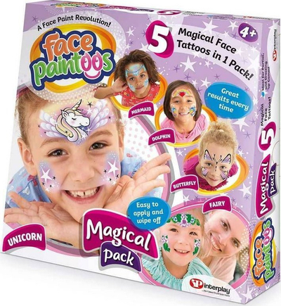 Set tatuazhesh për fytyrë Face Paintoos Magical Pack, 5 copë, shumëngjyrësh