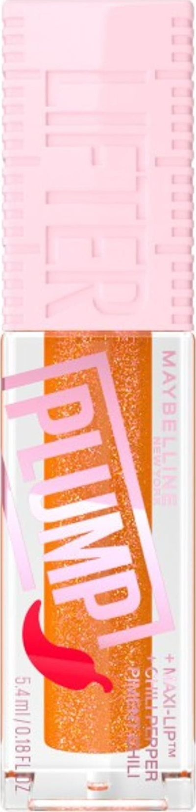 Gloss buzësh Maybelline Lifter Plump 008 Hot Honey, efekt zmadhues, 5.4ml, portokalli
