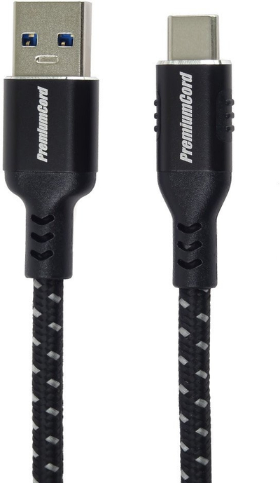 Kabllo USB PremiumCord ku31cx05, USB-A në USB-C, 0.5 m, USB 3.2, bardh e zi