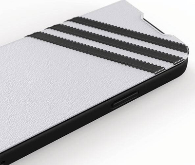 Mbrojtëse telefoni Adidas Booklet për iPhone 13, lëkurë sintetike, me kapak ekrani, e bardhë