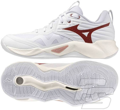 Atlete volejbolli Mizuno Wave Momentum Pro për parket, e bardhë me rozë