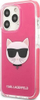 Kapak telefoni Karl Lagerfeld Choupette Head për iPhone 13 Pro / 13 6.1", kapak i fortë TPE, fuchsia