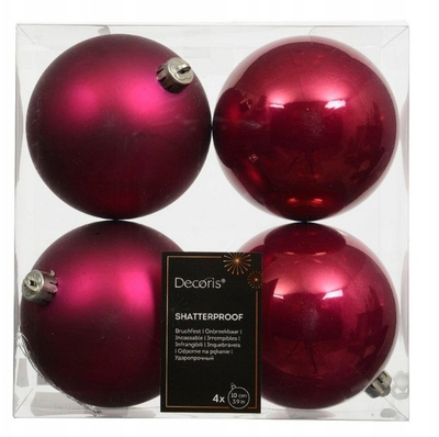 Toptha dekorativë Krishtlindjesh Decoris, plastikë, 10 cm, set 4 copë, rozë