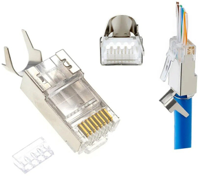 Prizë rrjeti Gembird RJ45 CAT7, e ekranizuar, kontakti të pozicionuar me ar 15u, set 10 copë