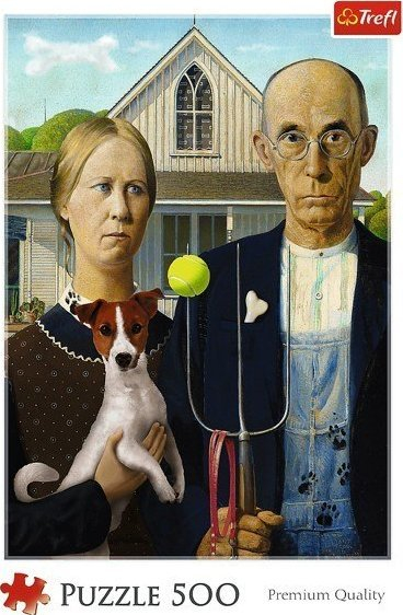 Puzzle Trefl American Gothic Dog Edition, 500 copa, shumëngjyrësh