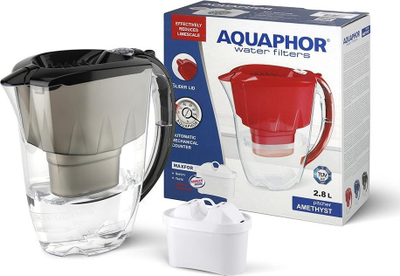 Shishe filtruse uji Aquaphor Amethyst, 2.8L, me 3 patrona, e zezë