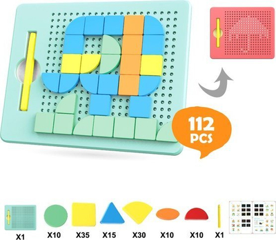 Lodër magnetike Woopie Magnetic Beads, 2 në 1, 112 copë, me shumë ngjyra