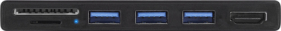 Docking station Inline MultiHub, USB 3.2 Gen1, Mini DisplayPort në HDMI, për Surface Pro, i zi