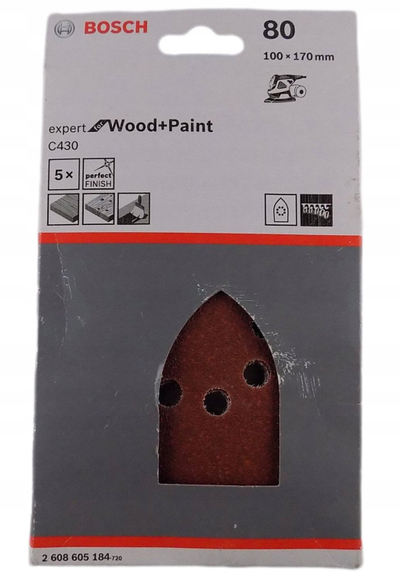 Fletë gërryese Bosch C430 Expert, 100 x 170mm, granulim 80, set 5 copë