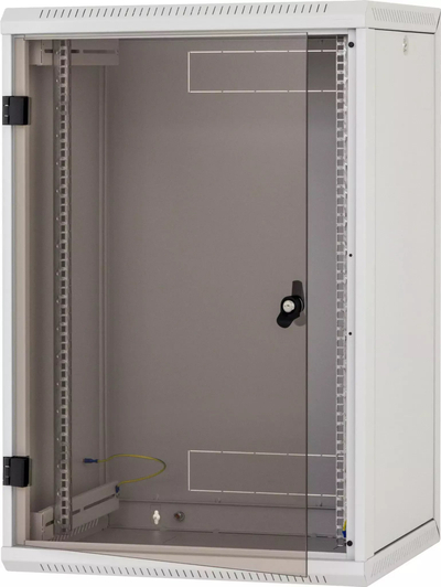 Kabinet muri për rrjet Triton 18U, 600mm, derë xhami, gri