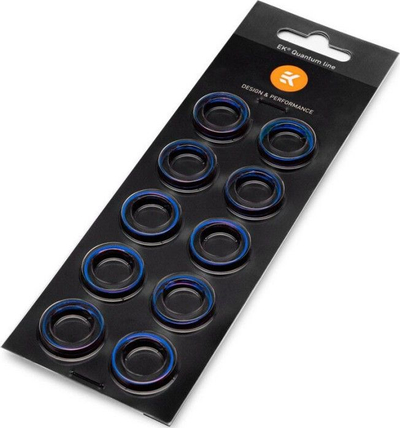 Unaza zbukurimi për ftohje me ujë EK Water Blocks EK-Torque HTC-16, set me 10 copë, për tuba 16 mm, blu