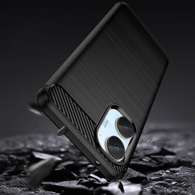 Kapak telefoni Carbon Case për Realme 10, silikon fleksibël TPU, anti-gërvishtëse, i zi