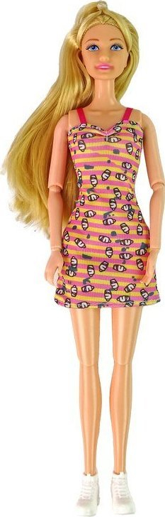 Set lodrash LeanToys Doll on a Bicycle, gocë me biçikletë, plastik, rozë