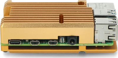 Кутија алуминиум JustPi LT-4B03 за Raspberry Pi 4B, со ладилник, златно бакарна боја