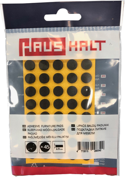 Самолепливи филц перничиња Hausalt, дијаметар 9 mm, дебелина 2.5 mm, црни, 45 парчиња