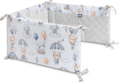Mbështetës krevati për bebe Sensillo Flight in Clouds Plush Karo, kadife, 180x30 cm, gri