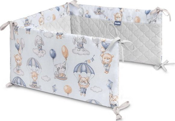 Mbështetës krevati për bebe Sensillo Flight in Clouds Plush Karo, kadife, 180x30 cm, gri